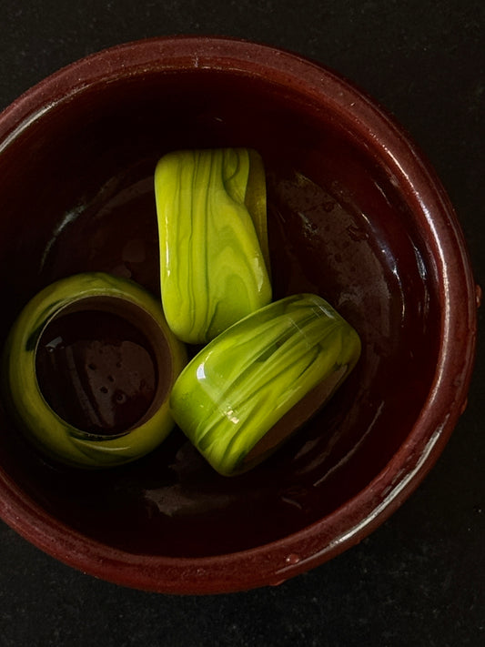 Lime green glass rings