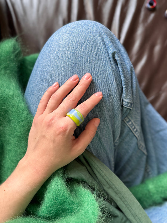 Green&blue "Võsu" glass ring