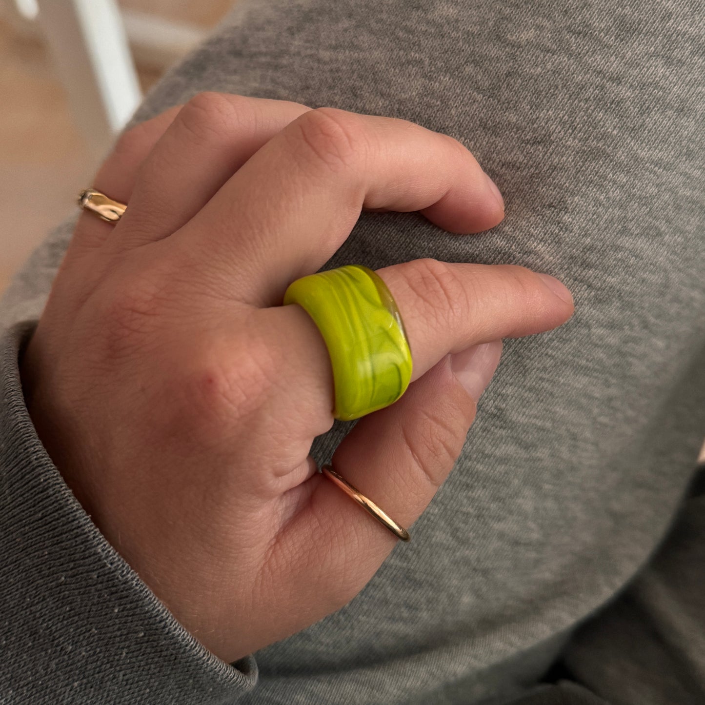 Lime green glass rings