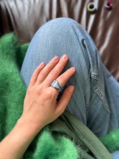 Blue&brown "Võsu" glass ring